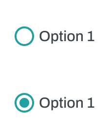 An option list for a product variant, with the selected option marked and the remaining options still tappable