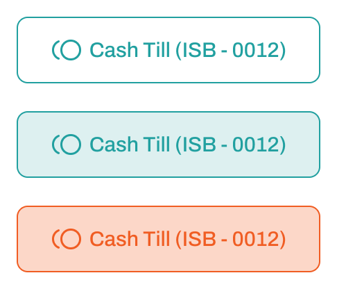 Payment type selection offering card, cash and bank transfer, with the chosen type carrying a filled state
