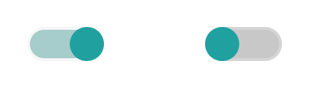 A toggle control drawn in both positions, off and on, at the size a thumb has to hit during a shift